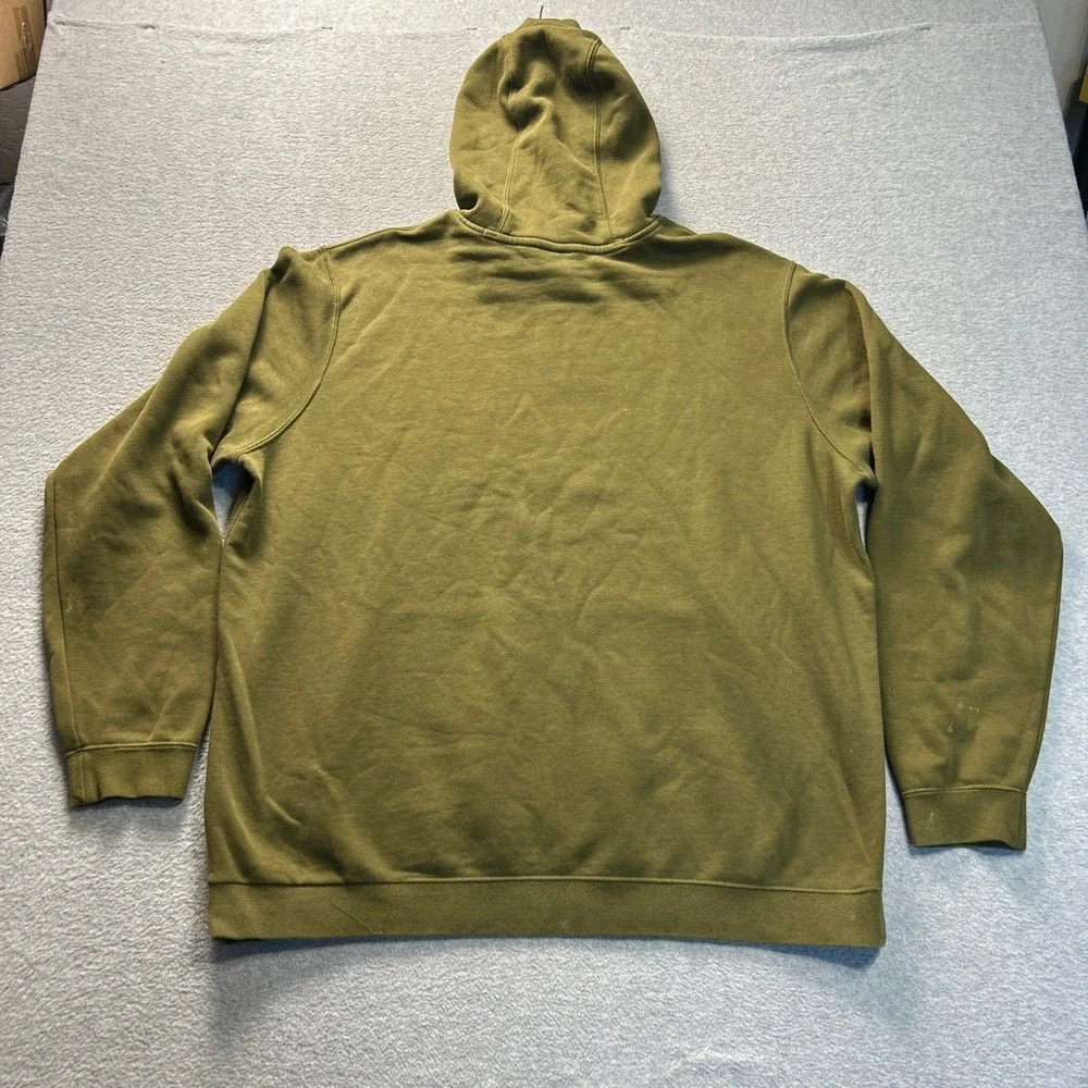 Nike Pullover Hoodie Mens XXL Olive Green Orange Box Logo Sweatshirt Swoosh